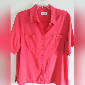 Westbound Short Sleeve Blouse Shirt Orange Size Large, Chest 40"